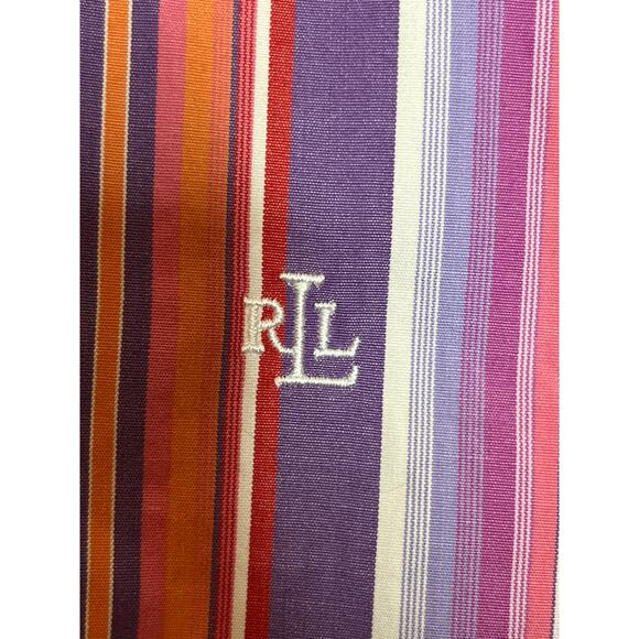 Lauren Ralph Lauren Pink Yellow Purple Stripe Button Front Shirt Medium - Picture 3 of 6